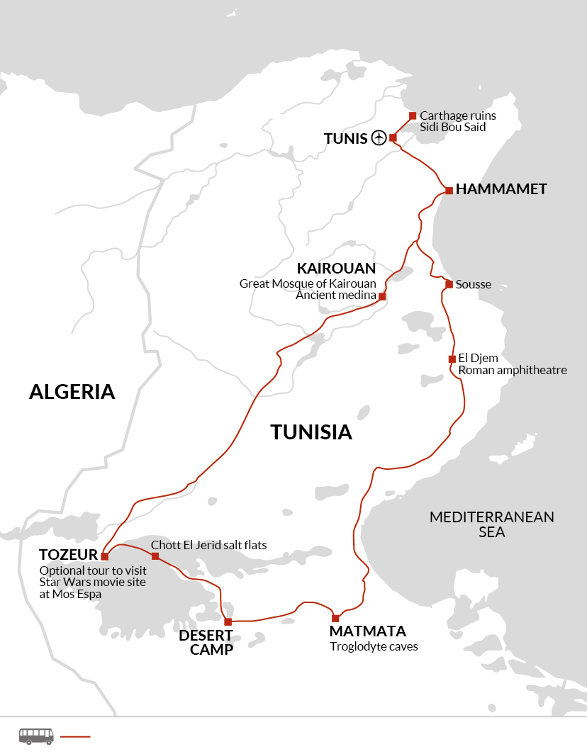 tourhub | Explore! | Best of Tunisia | Tour Map