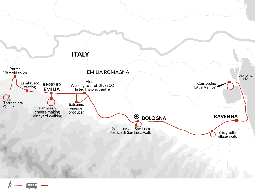 tourhub | Explore! | A Taste of Emilia Romagna | Tour Map