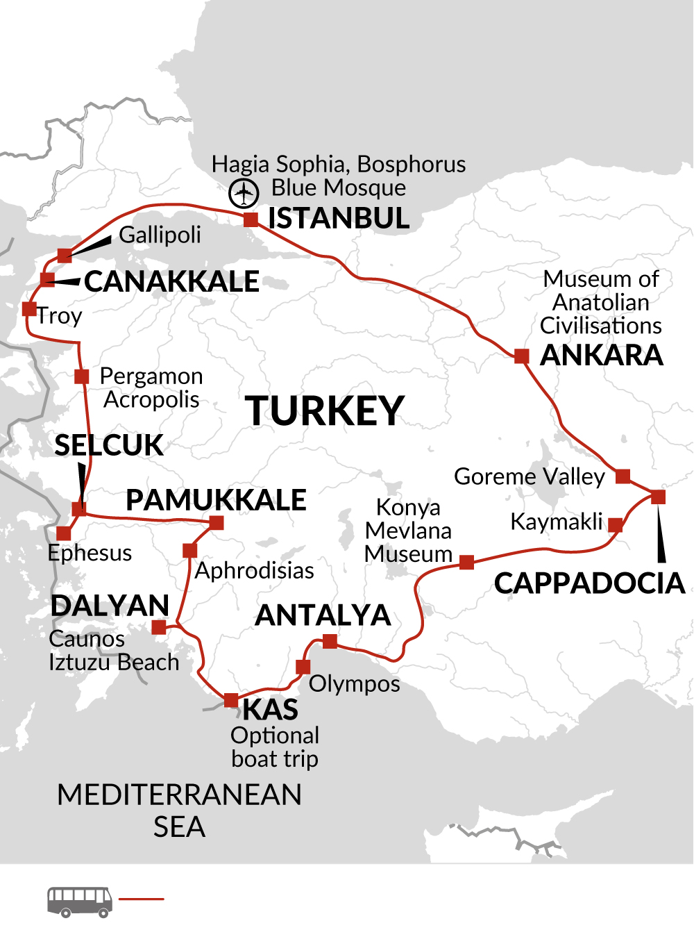 tourhub | Explore! | Turkey in Depth | Tour Map