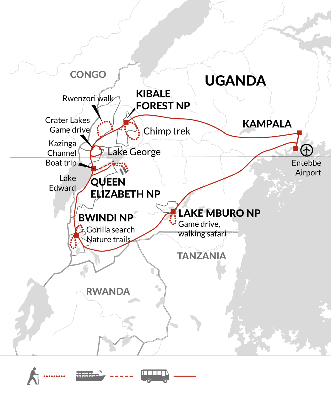 tourhub | Explore! | Uganda Gorilla and Chimp Safari | Tour Map