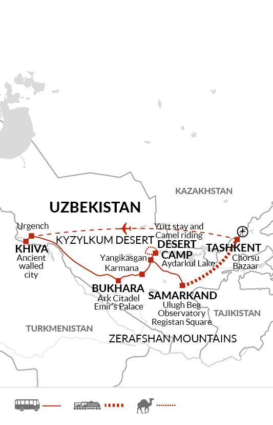 tourhub | Explore! | The Silk Road of Uzbekistan | Tour Map