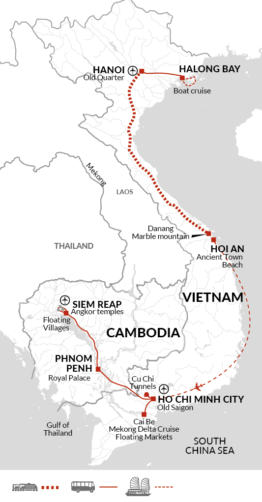 tourhub | Explore! | Highlights of Vietnam and Cambodia | Tour Map