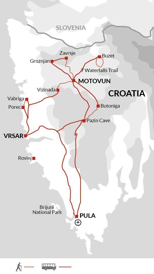 tourhub | Explore! | Walking Croatia's Istrian Peninsula | Tour Map