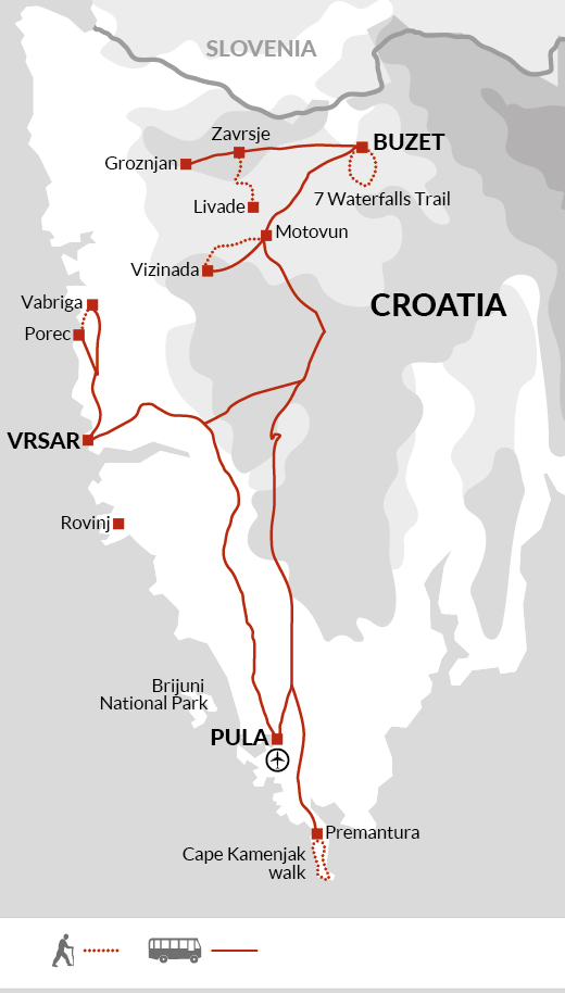 tourhub | Explore! | Walking Croatia's Istrian Peninsula | Tour Map