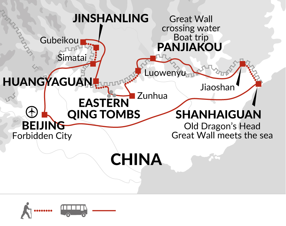 Tour Map tourhub | Explore! | Walk the Great Wall of China | Tour Map