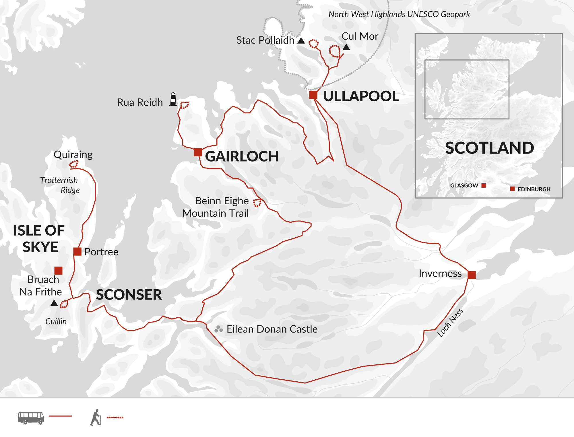 tourhub | Explore! | Walk the North West Highlands and Skye | Tour Map