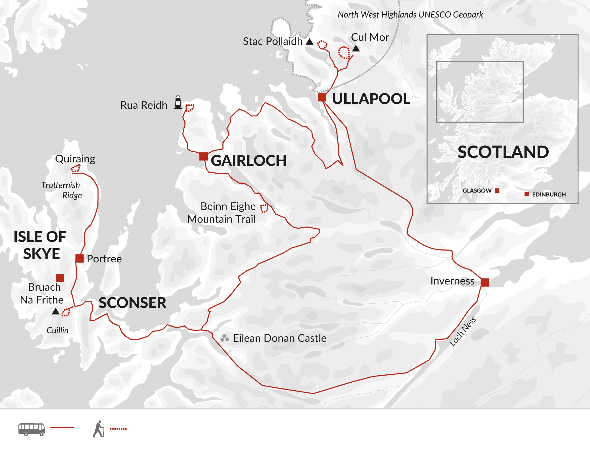 Tour Map tourhub | Explore! | Walk the North West Highlands and Skye | Tour Map