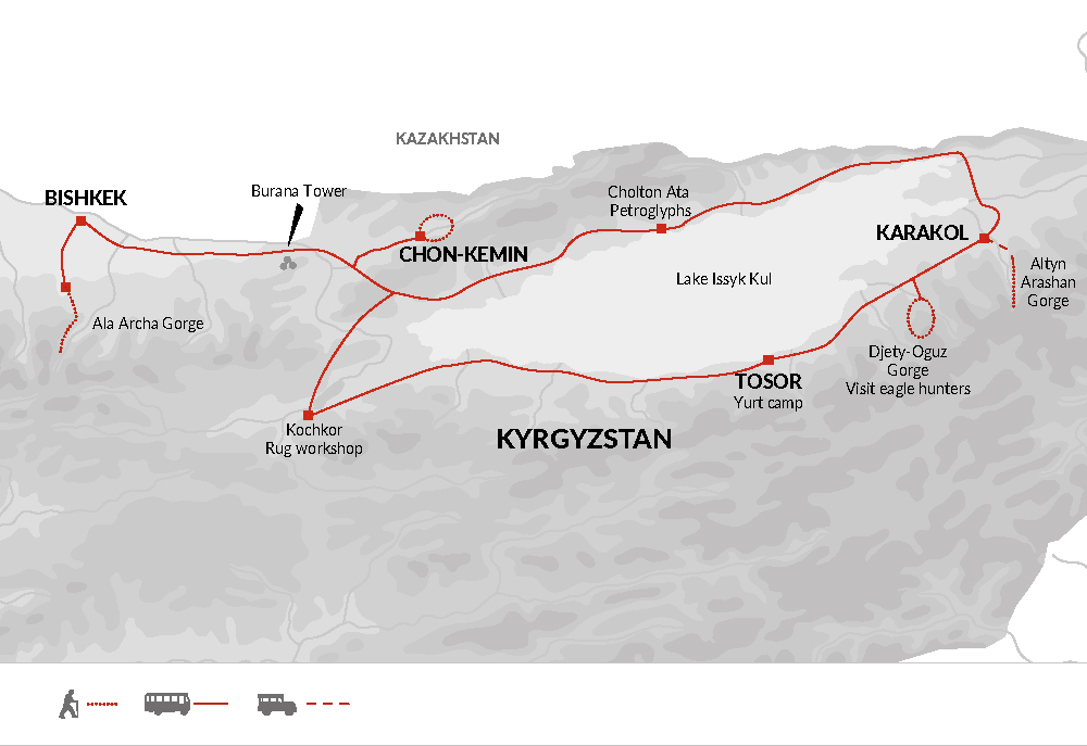 tourhub | Explore! | Walking in Kyrgyzstan | Tour Map