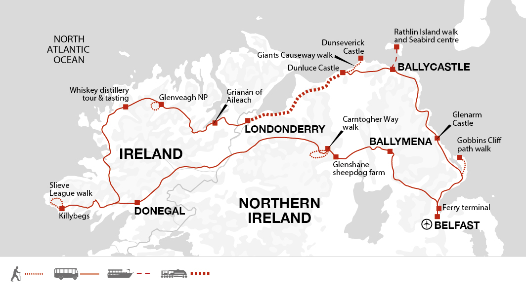 tourhub | Explore! | Walk Northern Ireland and Donegal | Tour Map