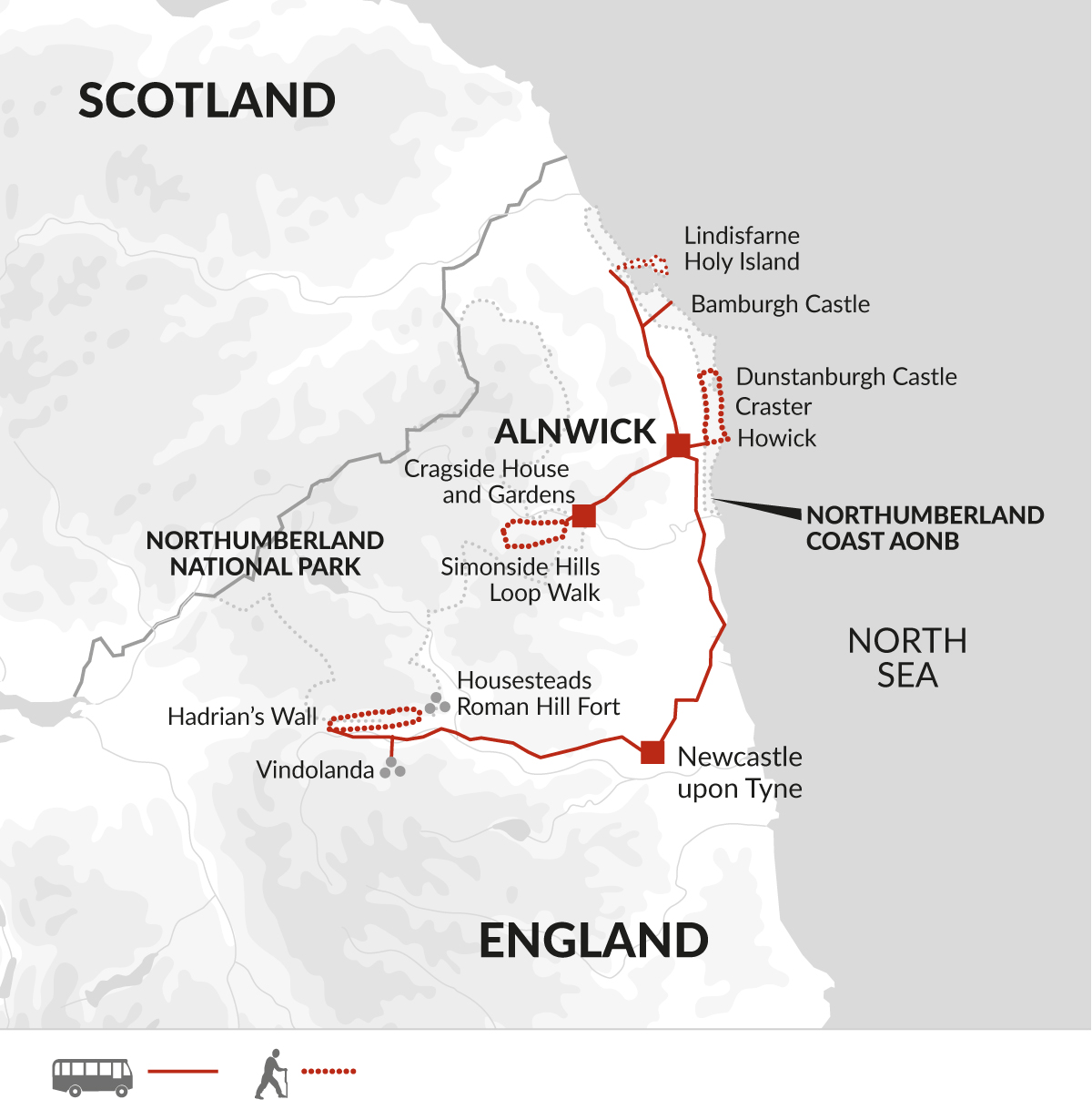 tourhub | Explore! | Walk Northumberland | Tour Map