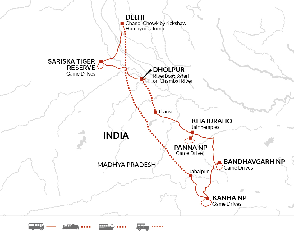 tourhub | Explore! | Indian Wildlife Adventure | Tour Map