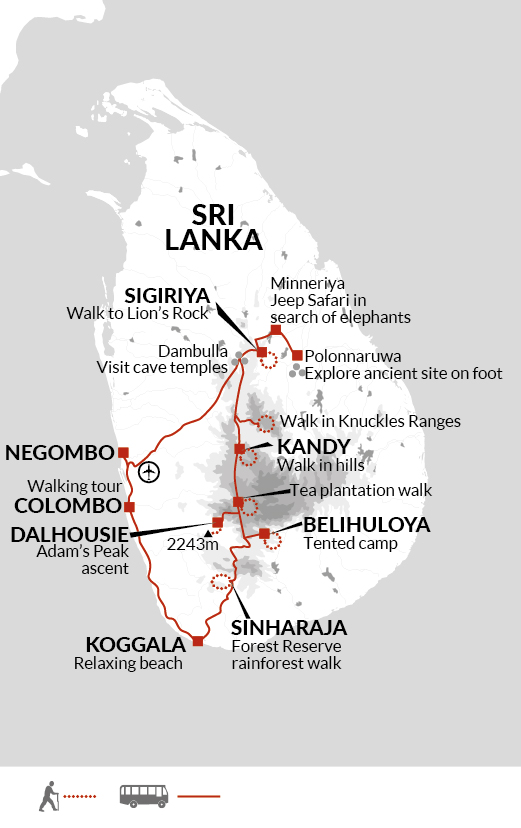 tourhub | Explore! | Walking in Sri Lanka | Tour Map