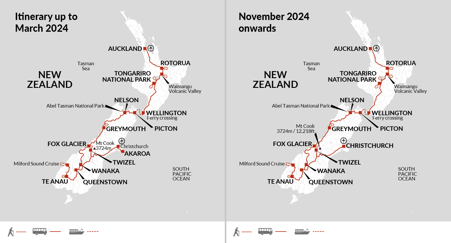 tourhub | Explore! | Walking in New Zealand | Tour Map