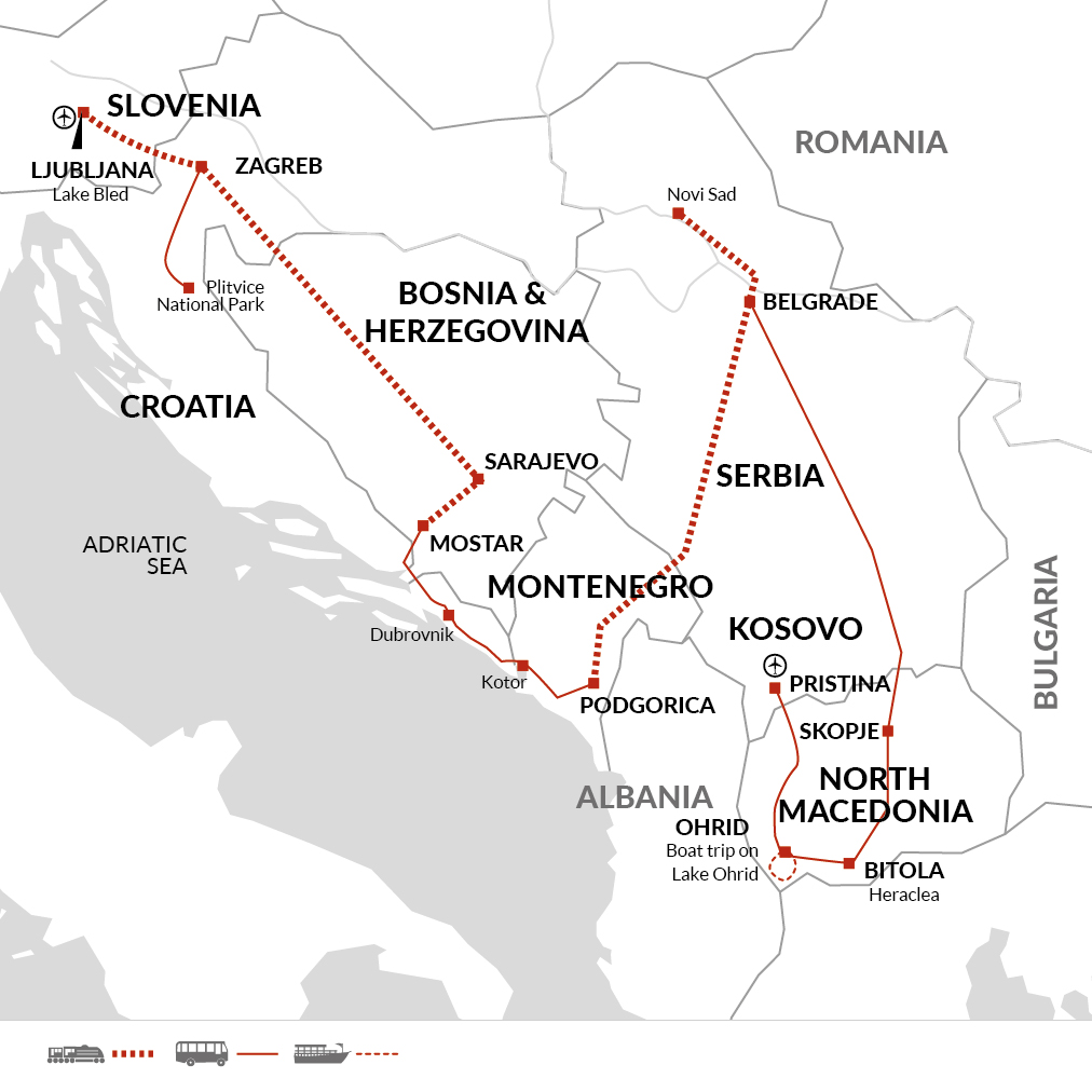 tourhub | Explore! | Balkans Rail Adventure | Tour Map