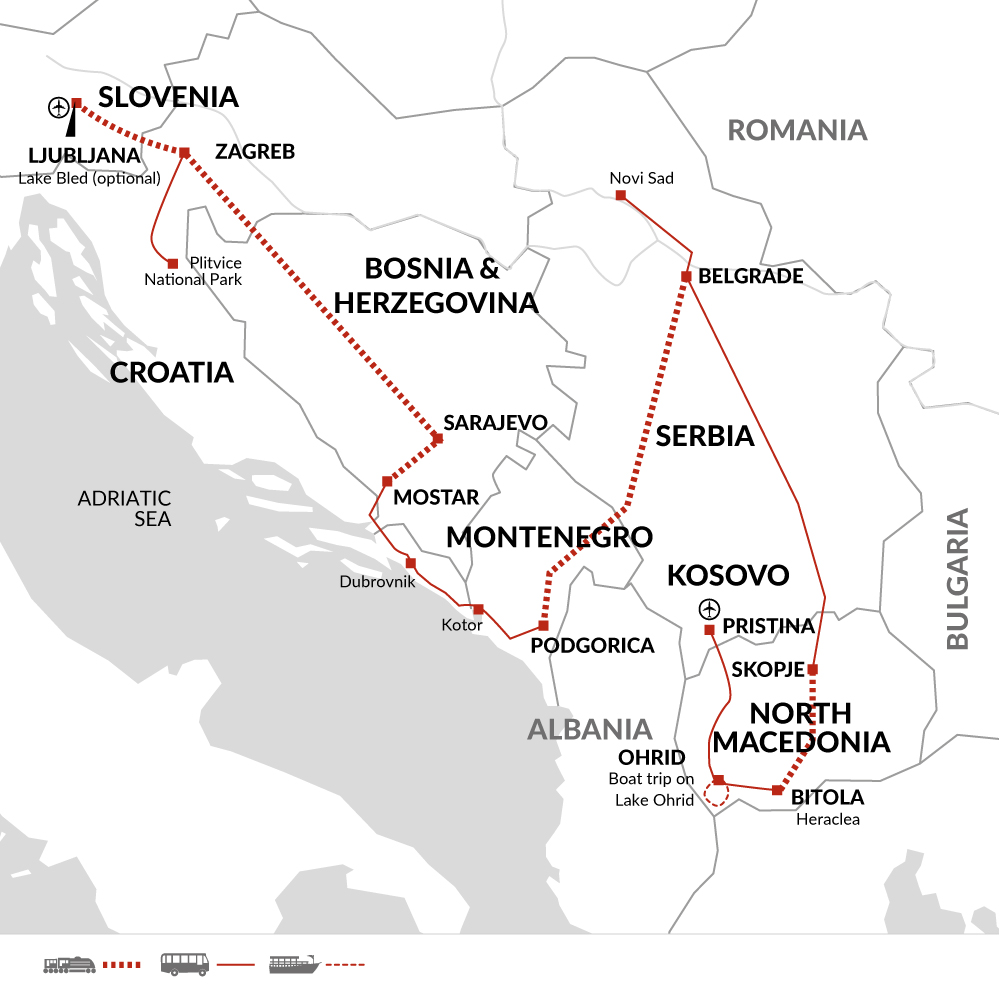 tourhub | Explore! | Former Yugoslavia Rail Adventure | Tour Map